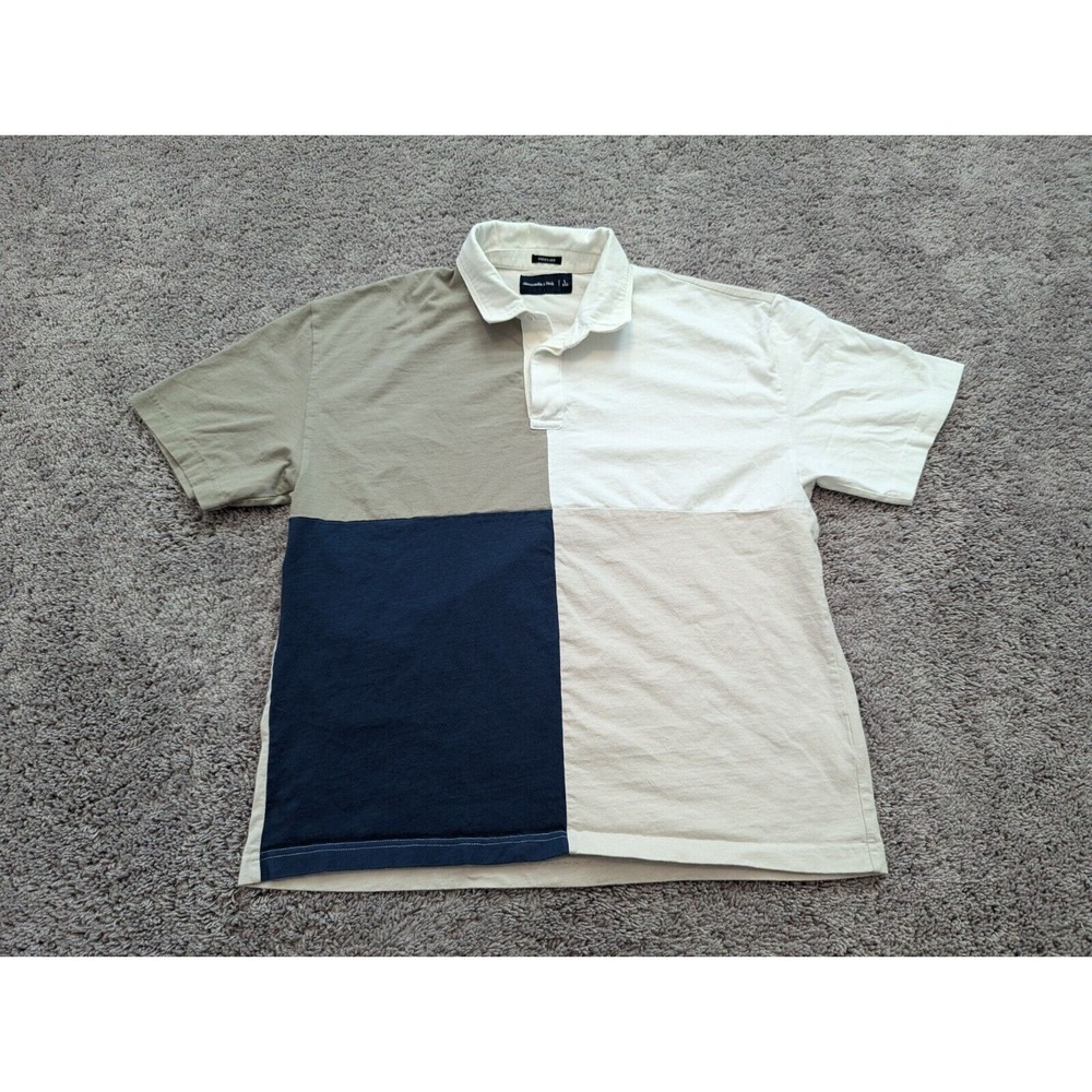 Abercrombie & Fitch Polo Shirt Mens Large Oversized Colorblock Casual